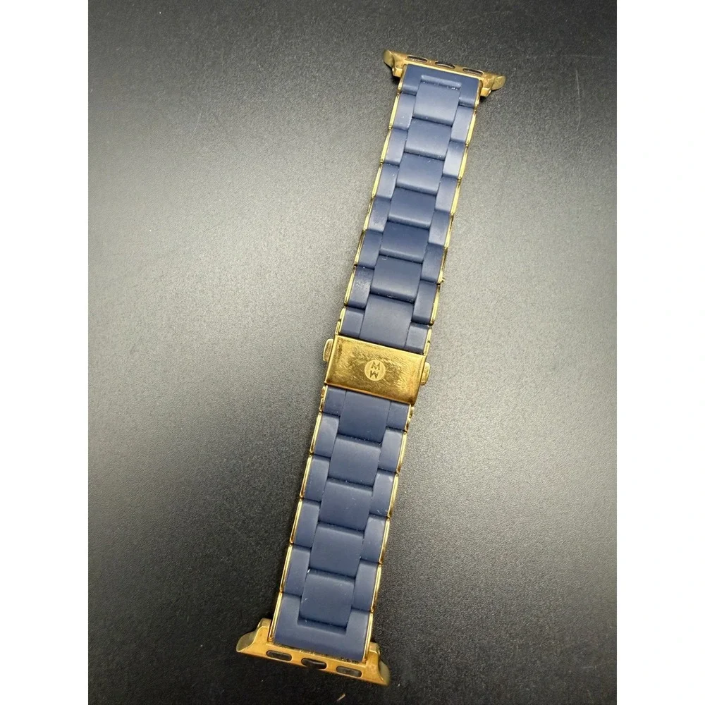 Michele Navy Silicone Gold Stainless Steel Apple Watch Band 38/40/41 MS20AS0004